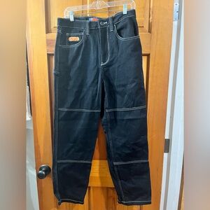 Empyre Jeans Mens 30 Black Wash Carpenter Baggy Skate Workwear Pants Double Knee
